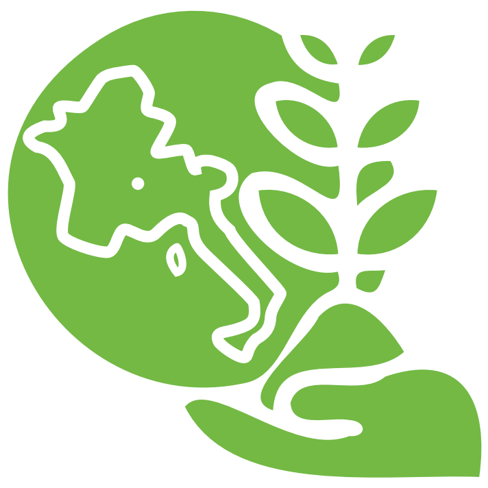 Illustration d'un terre et d'une plante posées dans une main