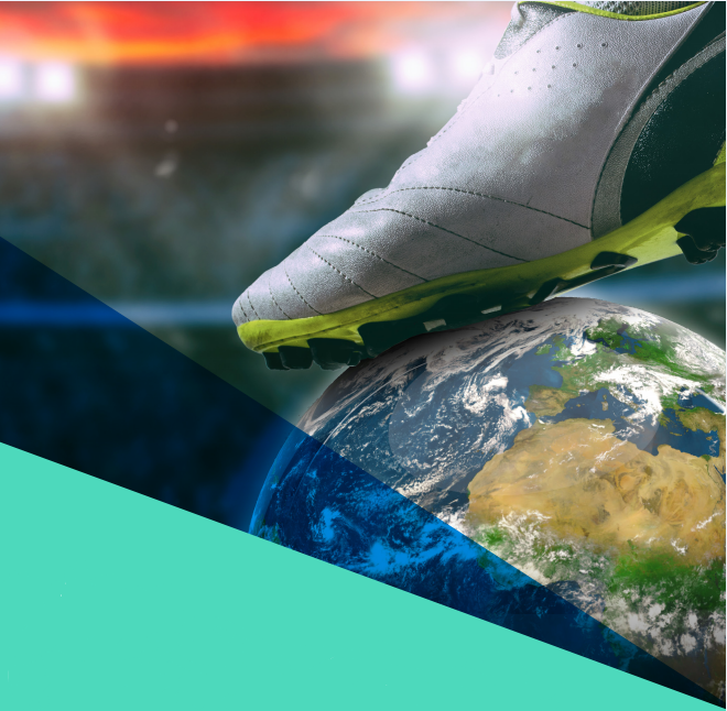 Une chaussure de foot appuyant sur la Terre