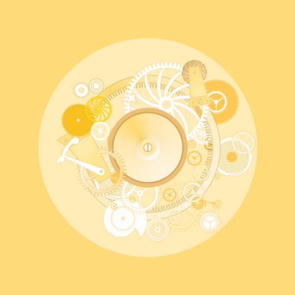 Illustration représentant le mécanisme d'une horloge