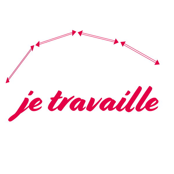 Illustration d'un trait et écrit "je travaille"