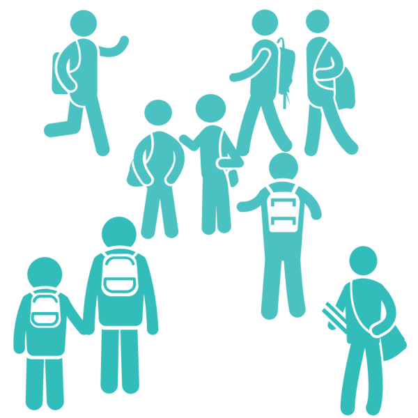 Illustration représentant des écoliers