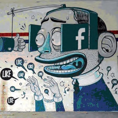 Tag représentant un individu avec des oeilleres Facebook