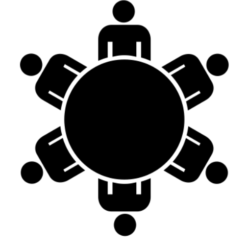 Illustration représentant des individus regroupés autour du table ronde