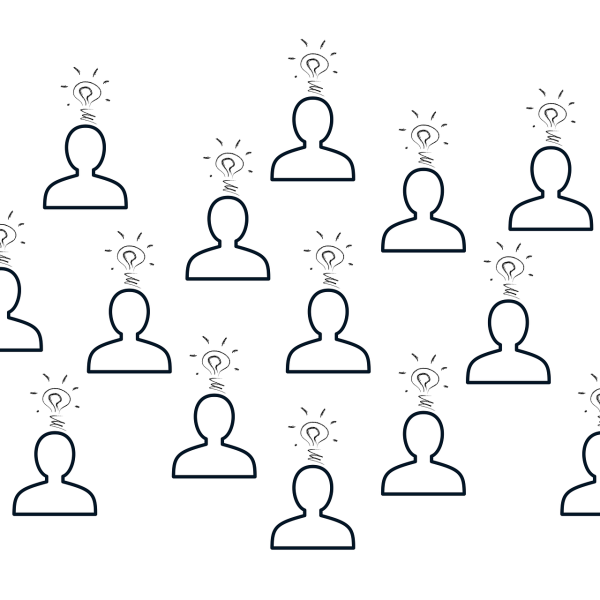 Illustration représentant un ensemble d'individus ayant des idées.
