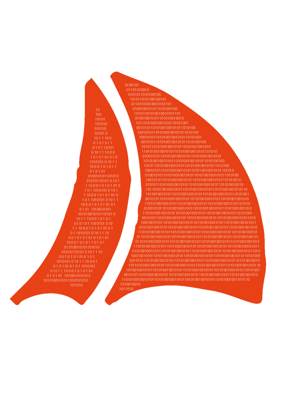 Illustration d'une voile nautique composée de langage informatique