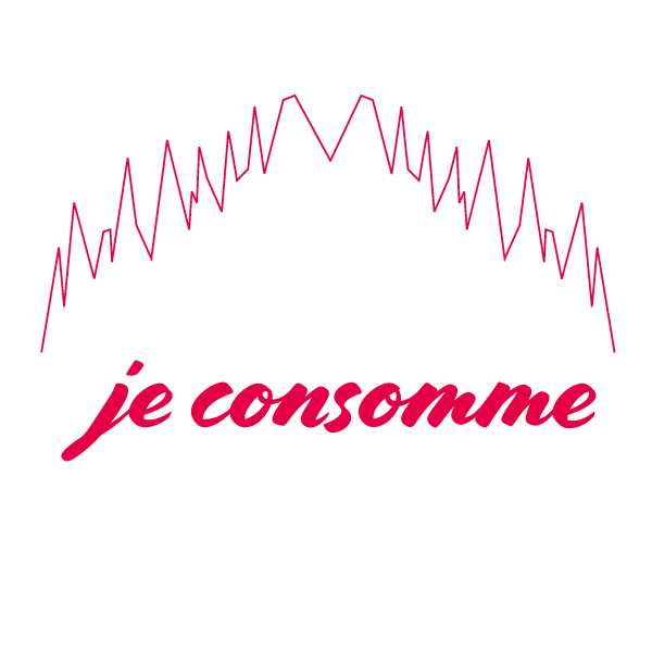 Illustration d'un trait et écrit "Je consomme"