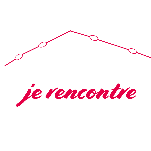 Illustration d'un trait et écrit "je rencontre"