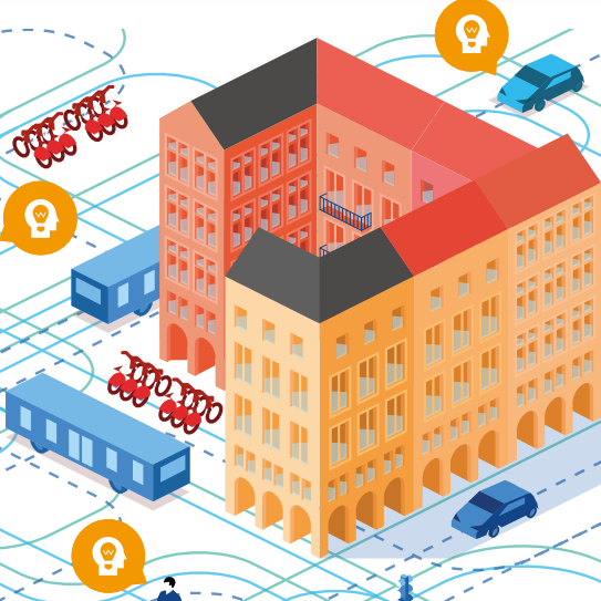 Illustration représentant un ville connectée