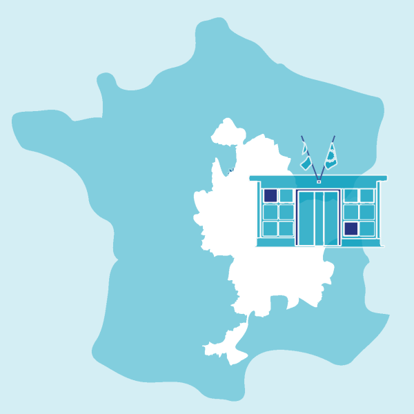 Illustration de la France, de la Métropole de Lyon et d'un bâtiment administratif
