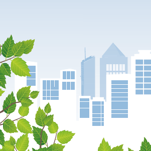 Illustration d'une branche avec la ville de Lyon au loin