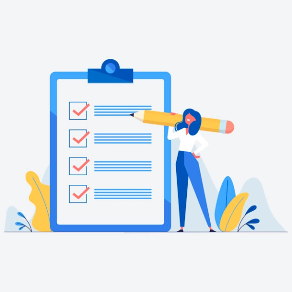 Illustration d'une femme cochant une liste