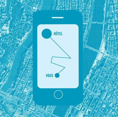 illustration représentant une application de traçage d'itinéraire sur un smartphone