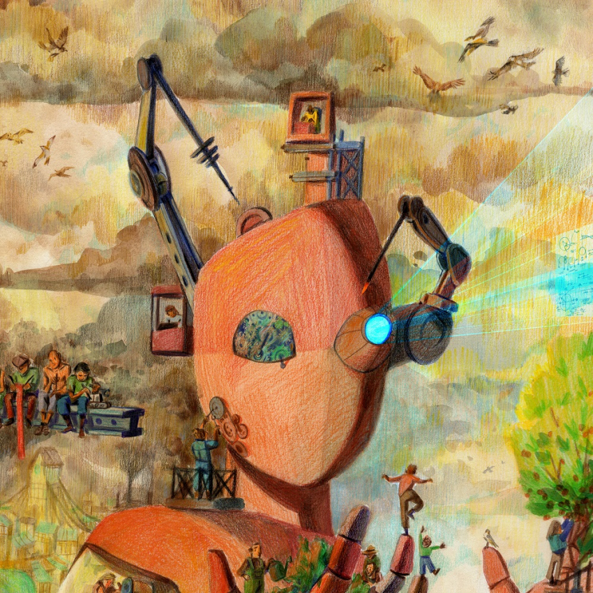 Illustration du visage d'un robot industriel