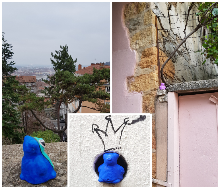 Lerangdhonneur, moulages, Lyon 1er en collaboration avec Line-Street pour l'ours de gauche, 2018-2019