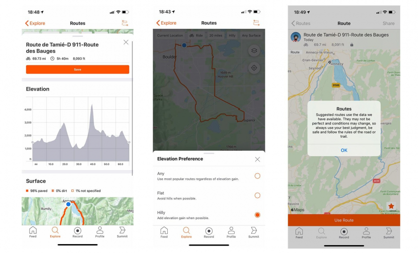 Suggestion de parcours sur Strava
