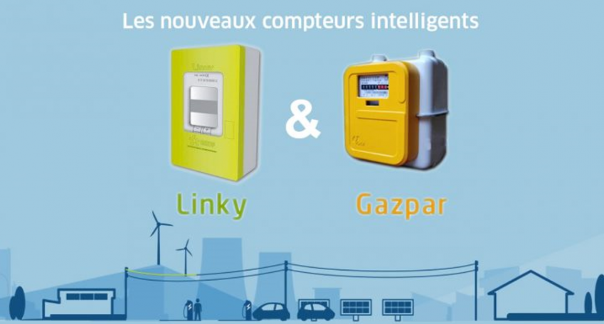 Image présentants les deux nouveaux compteurs intelligents Linky et Gazpar