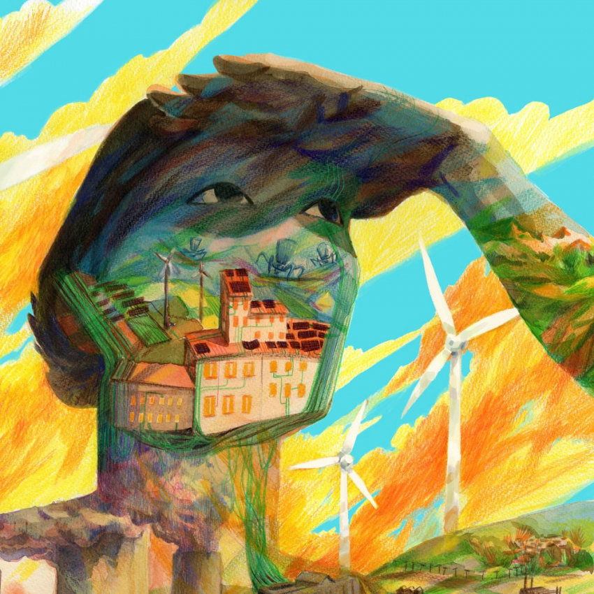 Illustration d'un personnage regardant au loin