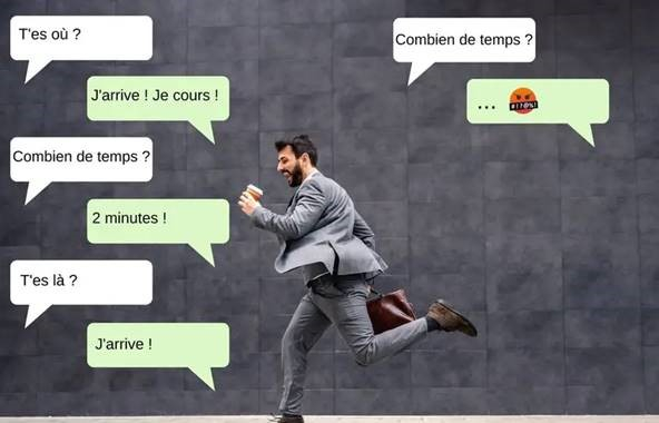 échanges de messages entre deux personnes dont une en retard