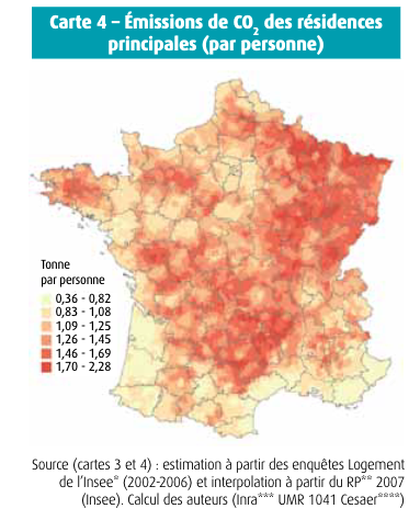 La plus grande quantité de tonnes par personnes entre 1,70 et 2,28 se situe en majorité au nord est de la France